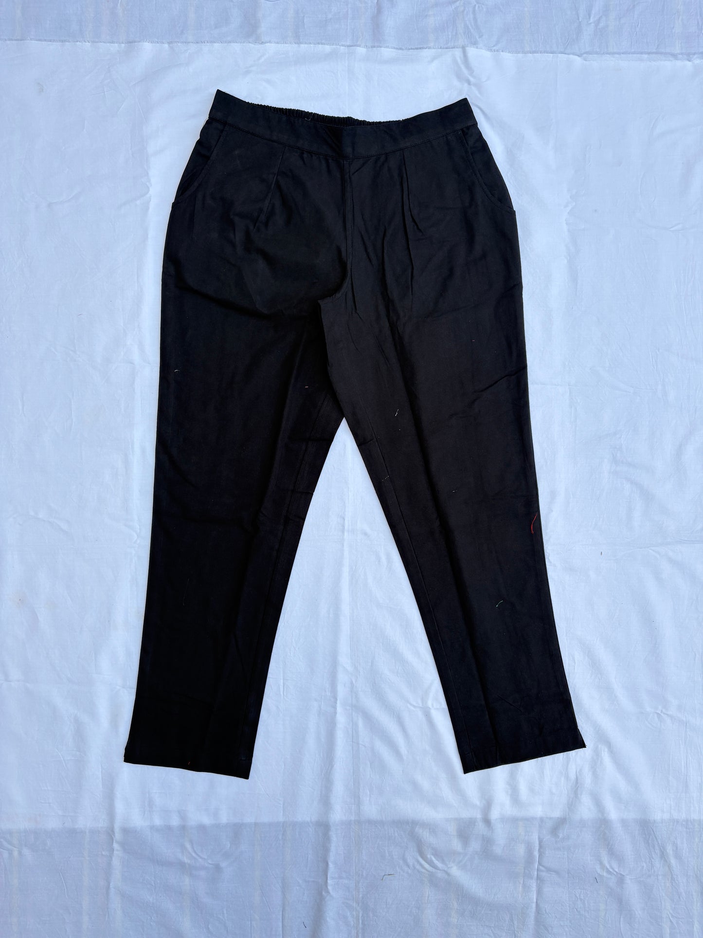 Black Airy Linen Cotton Pants