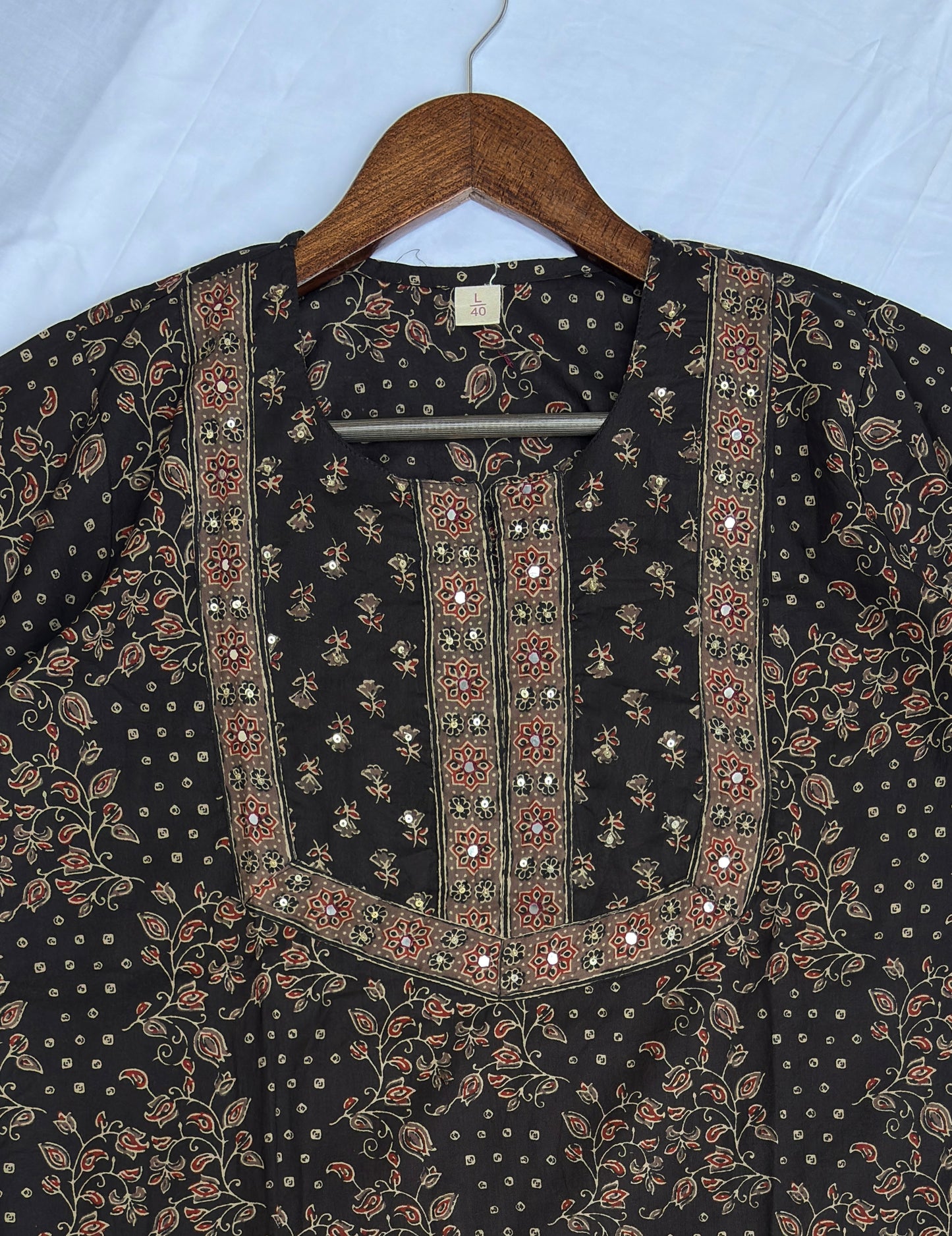 Floral Kurta set in black