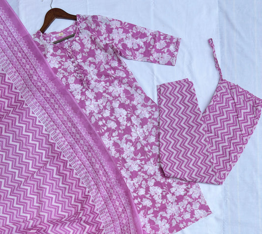 Floral Kurta set in pink